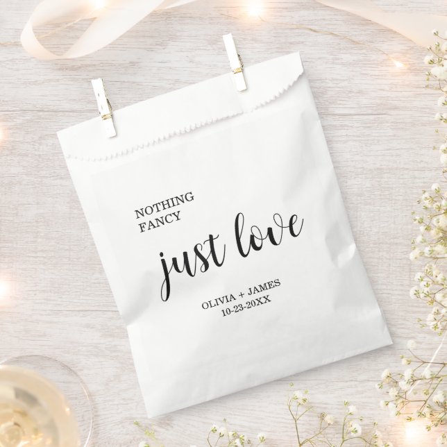White Nothing Fancy Just Love Wedding   Favour Bags (Clipped)