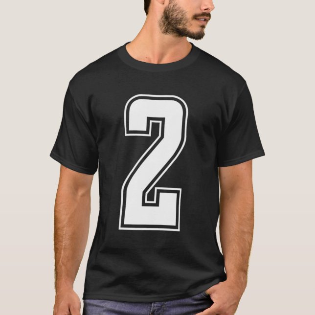 White Number 2 Team Junior Sports Numbered Uniform T-Shirt (Front)