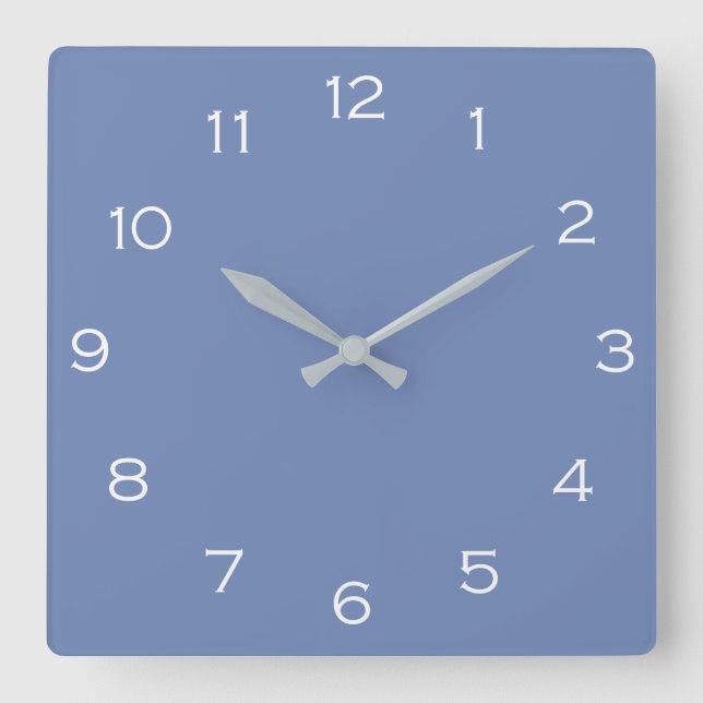 White Numbers On Blue wccn Square Wall Clock (Front)