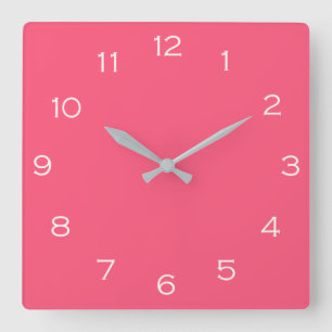 White Numbers On Pink wccn Square Wall Clock