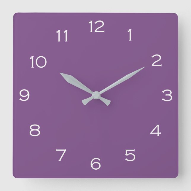 White Numbers On Purple wccn Square Wall Clock (Front)