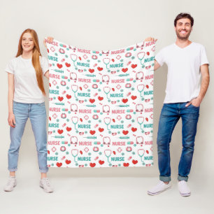 White Nurse Life Seamless Pattern (1) Fleece Blanket