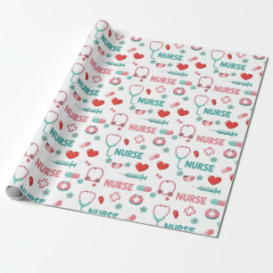White Nurse Life Seamless Pattern (1) Wrapping Paper