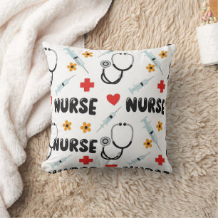 White Nurse Life Seamless Pattern (2) Cushion
