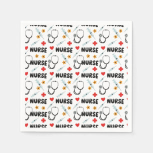 White Nurse Life Seamless Pattern (2) Napkin
