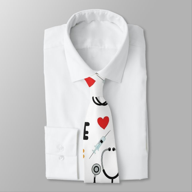 White Nurse Life Seamless Pattern (2) Tie (Tied)