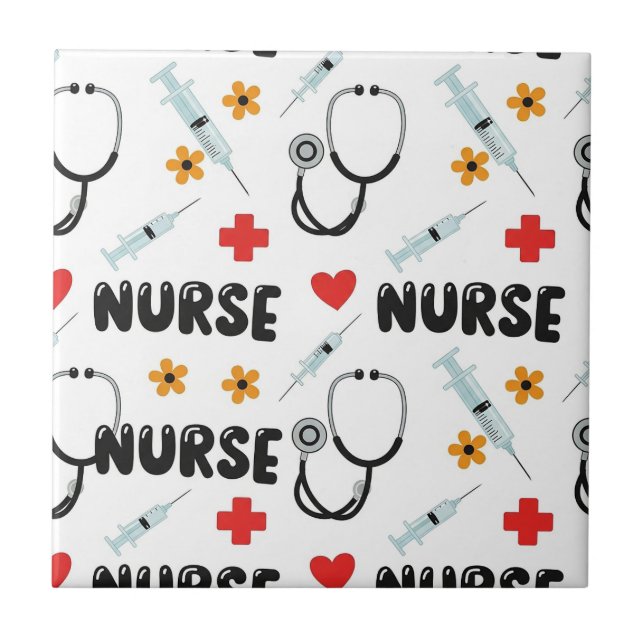 White Nurse Life Seamless Pattern (2) Tile (Front)