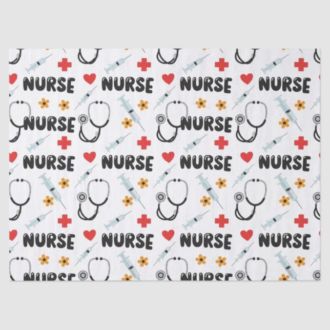 White Nurse Life Seamless Pattern (2) Tissue Paper (Front)
