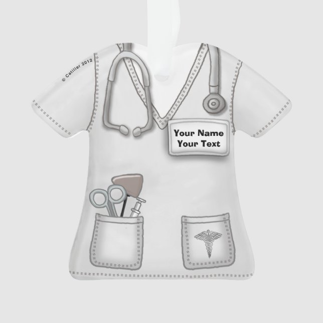 White Nurse medical scrubs ornament (Front)