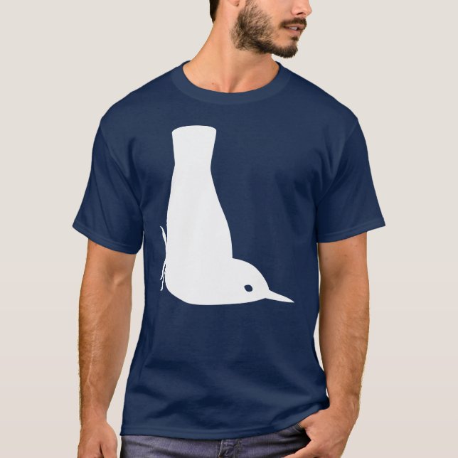 White Nuthatch Bird Facing Down T-Shirt (Front)