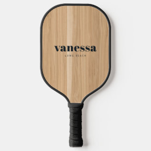 White oak Wood Minimal Modern Classic Name Pickleball Paddle