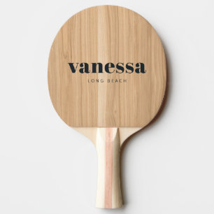 White Oak Wood Minimal Modern Classic Name Ping Pong Paddle