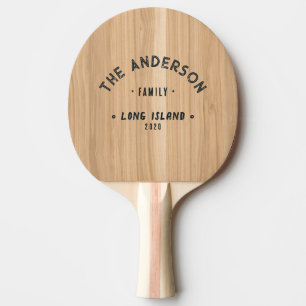 White Oak Wood Vintage Seaside Family Name Ping Pong Paddle