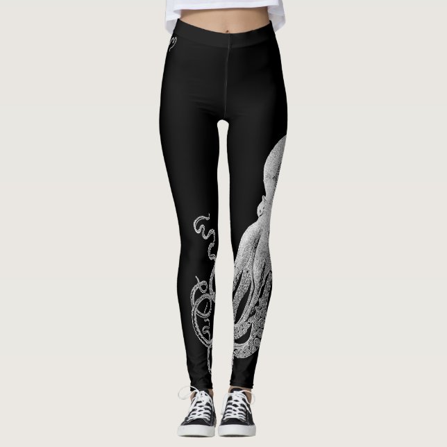 White Octopus Black Leggings (Front)