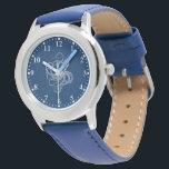 White octopus on dark blue watch<br><div class="desc">White octopus on a dark blue background. Simple and elegant design. Matching white numerals.</div>