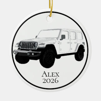 White Off-Road Utility Vehicle 7 slot grille Ceramic Tree Decoration