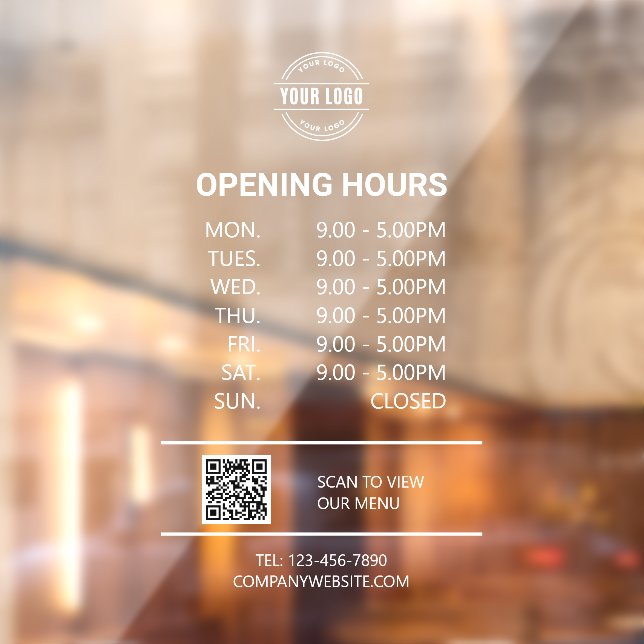 White Office Opening Time, Business Logo, QR Code (Sheet 2)