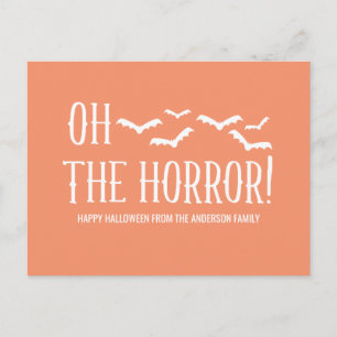 White Oh The Horror Halloween Postcard