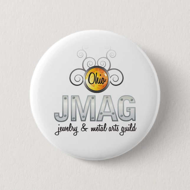 White OJMAG logo button (Front)