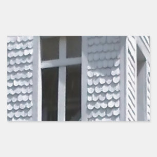 white old church in the mountains rectangular sticker