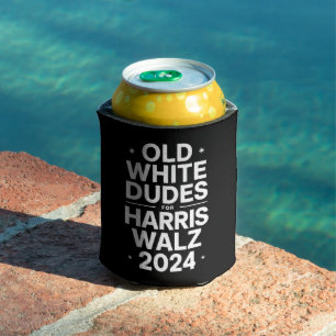 White Old Dudes for Harris Walz Democratic Politic Can Cooler
