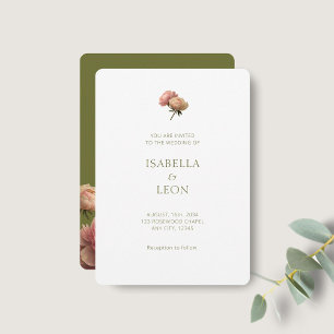 White & Olive   Blush Rose Wedding Invitation