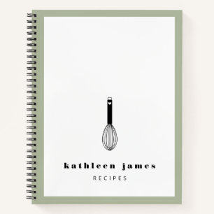 White Olive Green Cute Balloon Whisk Notebook