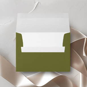 White & Olive Green Wedding Envelope