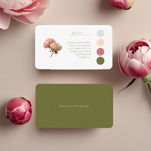 White & Olive   Rose Wedding Attire Dress Code Enclosure Card