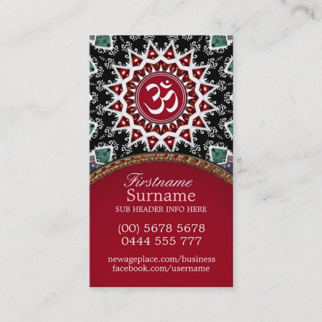 White Om Reiki Yoga New Age Business Cards (Front)