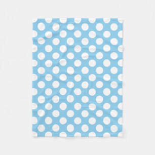 White on Baby Blue Large Size Polka Dots Fleece Blanket