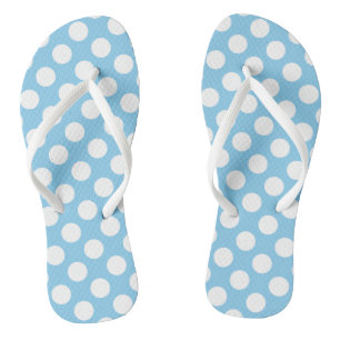 White on Baby Blue Large Size Polka Dots Jandals
