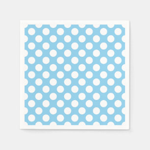 White on Baby Blue Large Size Polka Dots Paper Napkin