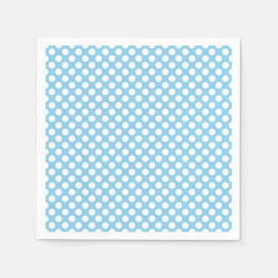 White on Baby Blue Medium Size Polka Dots Paper Napkin