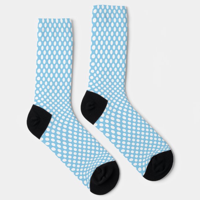 White on Baby Blue Medium Size Polka Dots Socks (Right)