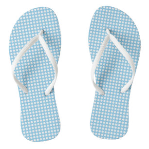 White on Baby Blue Small Horizontal Polka Dots Jandals