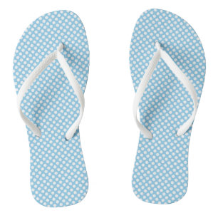 White on Baby Blue Small Size Polka Dots Jandals