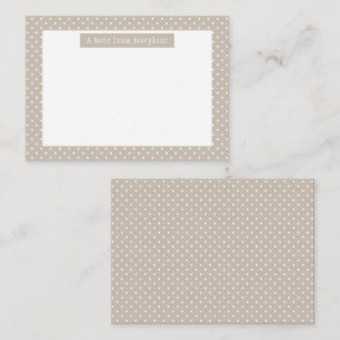 White On Beige Polka Dots Pattern Custom Text Card