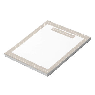 White On Beige Polka Dots Pattern Custom Text Notepad