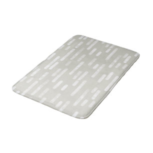 White on Beige Rounded Lines Pattern Bath Mat