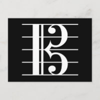 White-on-Black Alto Clef Postcard