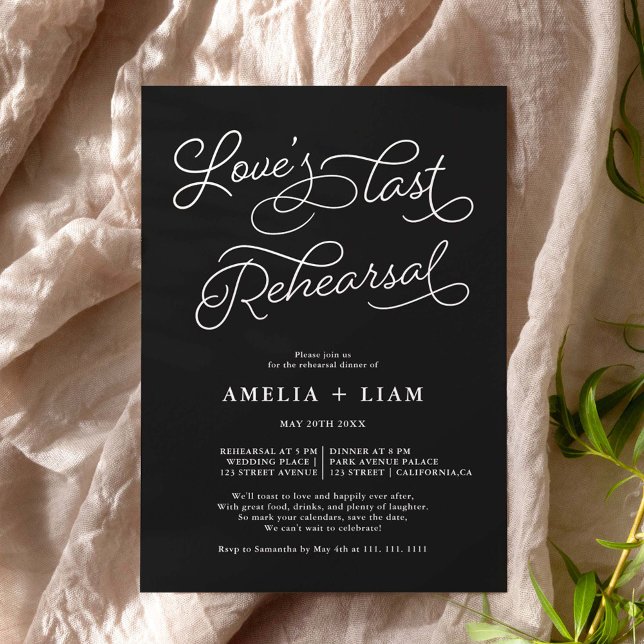 White on black chic Love last rehearsal dinner Invitation (Creator Uploaded)