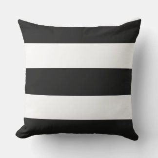 WHITE on BLACK Elegant Stylish Modern Stripes Cushion