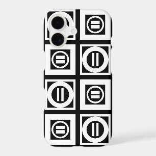 White on Black Geometric Equal Sign Pattern