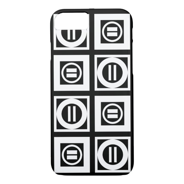 White on Black Geometric Equal Sign Pattern Case-Mate iPhone Case (Back)