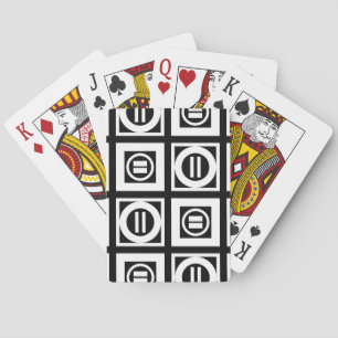 White on Black Geometric Equal Sign Pattern Playing Cards