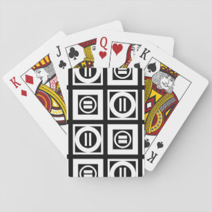 White on Black Geometric Equal Sign Pattern Playing Cards