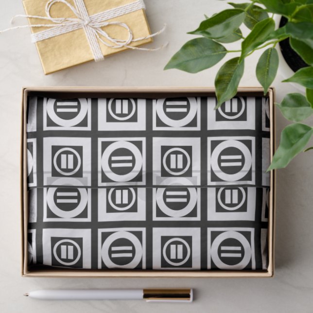 White on Black Geometric Equal Sign Pattern Tissue Paper (Gift)