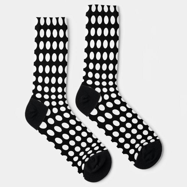 White on Black Large Size Horiz. Polka Dots Socks (Right)