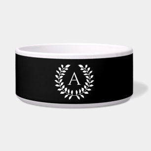 White On Black Laurel Wreath With Custom Monogram